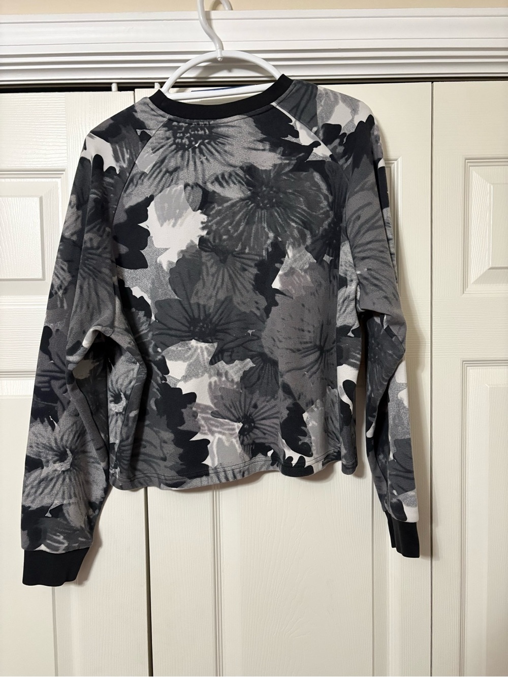 Adidas Gray Floral Print Long Sleeve Pullover